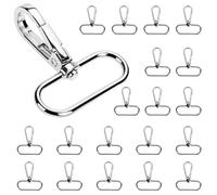 QWORK® 20 Stücke 38mm schlüsselanhänger, schlüsselanhänger silber mit D-Ringen drehgelenk, für Schlüsselringe, Lanyards, Taschen und Heimwerkerarbeiten