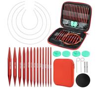 QWORK® 3.0-10.0 mm Auswechselbare Rundstricknadeln Set, 40 cm/60 cm/80 cm/100 cm Aluminium Stricknadel mit Aufbewahrungstasche