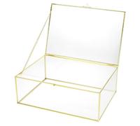 QWORK® Goldene Schmuckbox, Schmuckkoffer, Schmuckaufbewahrung mit Deckel, 28x18.5x10cm Vintage Schmuckbox