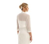 QWWQYDY Bolero Damen Festlich Chiffon Satin Hochzeit Bolero Braut Anlass Zubehör Braut Cover Up Roben Frauen(Beige,L)