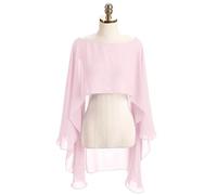 QWWQYDY Bolero Damen Festlich Frauen Weiche Capes Hochzeit Jacke Chiffon Shrug Braut Bolero Lange Schal Und Wraps(Pink)