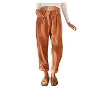 QWWQYDY Cordhose Damen Cordhose Gerade High Waist Bundfaltenhose Vintage Chic(Orange,S)
