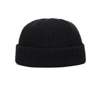 QWWQYDY Strickmütze Herren Winter Männer Klassische Gestrickte Warme Pullover Kappe Melone Haut Hut Erwachsene Frauen Weichen Freien Casual Weibliche Einfarbig(Black)