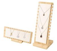 QYRDBGY 2 Stück Halskette Schmuckständer, 12 Steckplätze Kettenständer Schmuck Vertikaler Halskettenständer Bambus Holz Jewelry Stand Schmuckaufbewahrung für Halskette Anhänger Armband