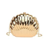 QYZXTH Abendtaschen Muschelform Damen Clutch Hochzeit Braut Handtasche Perlen Perlen Mode Muschel Kette Party Taschen(Gold)