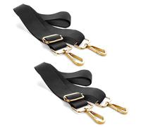 QZKJQDD 2 Stück Taschengurt Schwarz 2,5cm Breit, Tragegurt Tasche für Damen und Herren, Einstellbare Länge 75-140 cm Schultergurt für Taschen, Geeignet für Taschen, Umhängetaschen (Goldene Schnalle)