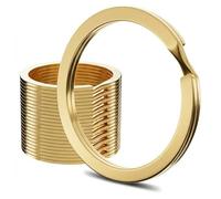 QZKJQDD 20 Stück 304 Schlüsselringe Edelstahl, Ф30mm Schlüsselring Gold, Flache Schlüsselanhänger, Geeignet für alle Arten von Schlüsseln, DIY, Kunsthandwerk Ornamente