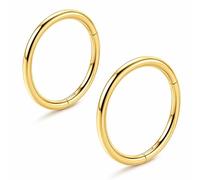 QZKJQDD 2er Set Nasenring Gold 18G, Clicker Ring 1,6 x 14 mm aus 316L Edelstahl, Conch Piercing Gold, Nasenpiercing für Nase, Septum, Helix, Tragus, Ohrknorpel, Damen Herren Schmuck, glänzend bequem