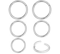 QZKJQDD 6 Stück Nasenring Edelstahl 18G, Nasenring Hoop, Hypoallergen Nasenringe Conch Septum Tragus Ohr Piercings für Damen Herren, Snug Ear Body Piercing Schmuck 6mm, 8mm, 10mm
