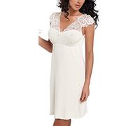 r-dessous Exklusives Nachtkleid Sleepshirt Dame Viskose Spitze Nachtwäsche Nachthemd mit Träger Groesse: M