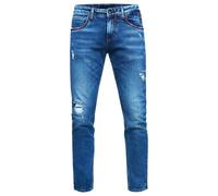 R-Neal Herren-Jeanshose Slim Fit Royal Blue Used Vintage Washed 'MIN' Jeanshose Streetwear 242-1, Hosengröße:31W / 32L, Denim Color:8323-47
