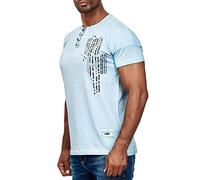 R-Neal Herren T-Shirt Verwaschen mit Knopfleiste und Seitlichem Aufdruck Freizeit Kurzarm-Shirt S - 4XL 6784, Farbe:Blau, Größe:4XL