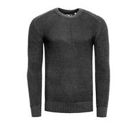R-Neal Strickpullover Herren Basic Business Rundhalspullover Crew Neck Langarm Strick Pulli Rundhals-Ausschnitt für Männer 383, Farbe:Anthrazit, Größe:2XL