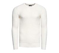 R-Neal Strickpullover Herren Basic Business Rundhalspullover Crew Neck Langarm Strick Pulli Rundhals-Ausschnitt für Männer 383, Farbe:Weiß, Größe:XL