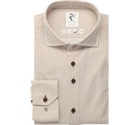 R2 Amsterdam Modern Fit Hemd beige, Gemustert