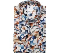 R2 Amsterdam Modern Fit Hemd extra langer Arm blau/braun