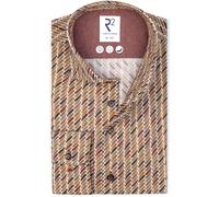 R2 Amsterdam Modern Fit Hemd hellbraun, Gemustert