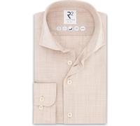 R2 Amsterdam Modern Fit Wollhemd beige, Einfarbig