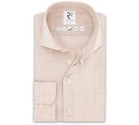 R2 Amsterdam Modern Fit Wollhemd beige, Einfarbig