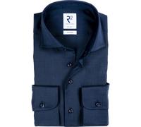 R2 Amsterdam Modern Fit Wollhemd dunkelblau, Einfarbig