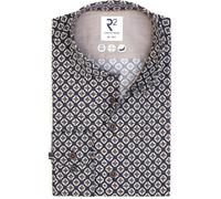 R2 Amsterdam Modern Fit Hemd dunkelblau, Bedruckt