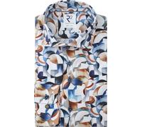 R2 Amsterdam Modern Fit Hemd super langer Arm blau/braun