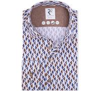 R2 Hemd Jersey Retro Impression Beige Blau - Größe 42 Beige 42