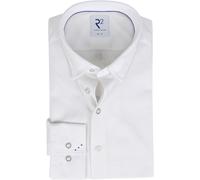 R2 Amsterdam Modern Fit Jerseyhemd weiss, Einfarbig