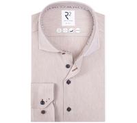 R2 Knitted Travel Hemd Herringbone Beige - Größe 45 Beige 45