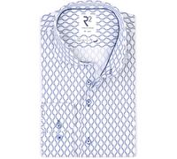 R2 Poplin Hemd Druck Blau - Größe 40 Blau 40