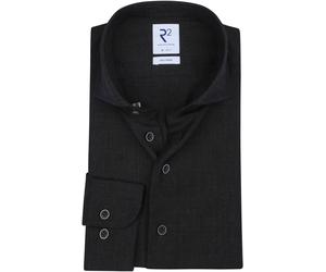 R2 Wolle Hemd Anthrazit - Größe 43 (XL) Grau 43