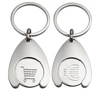 RabbFit 2 Stück Einkaufswagen-Token, Auto-Schlüsselanhänger, Einkaufswagen, Einkaufswagen-Schlüsselanhänger, Schlüsselanhänger, Einkaufswagen-Schlüsselanhänger（Euro- und Warenkorbmuster）