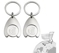 RabbFit 2 Stück Einkaufswagen-Token, Auto-Schlüsselanhänger, Einkaufswagen, Einkaufswagen-Schlüsselanhänger, Schlüsselanhänger, Einkaufswagen-Schlüsselanhänger（Euro）