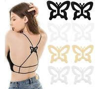RabbFit 8er-Pack Schmetterlings-BH-Clips, Damen-BH-Träger-Clip-Set in Herzform, BH-Trägerhalter, geeignet für Kleider, Hochzeitskleider, Fitness (Hautfarbe, Weiß, Schwarz, Transparent)