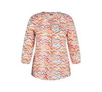 Klassische Bluse RABE "Rabe Bluse mit verspieltem Zickzack-Print", Damen, Gr. 44, orange, 100%Viskose, feminin, gerade, 3/4-Ärmel, Blusen (58832557-44) orange