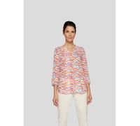 Klassische Bluse RABE "Rabe Bluse mit verspieltem Zickzack-Print", Damen, Gr. 42, orange, 100%Viskose, feminin, gerade, 3/4-Ärmel, Blusen (58832557-42) orange