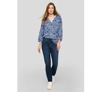 Rabe Bluse Butterfly 6377 Damen - 100% Viskose bedruckt Rundhals - Dunkel Jeans Größe 48