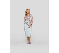 Klassische Bluse RABE "Rabe Bluse mit tropischem Flair", Damen, Gr. 50, orange, 100%Viskose, feminin, gerade, 3/4-Ärmel, Blusen (88451230-50) orange