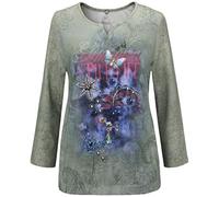 Rabe Damen Langarmshirt mit Mustermix und V-Ausschnitt