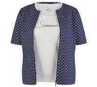 Rabe Damen Twin-Set Kurzarm, gemustert pazifik blau/weiss - 46