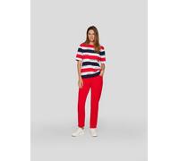 Rundhalsshirt RABE, Damen, Gr. 38, rot, Web, Obermaterial: 76% Baumwolle, 16% Polyester, 8% Elasthan, colorblocking, gestreift, casual, tailliert hüftbedeckend, Rundhals, Halbarm, Shirts, im Colorbloc