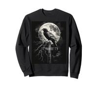 Rabe Kreuz Mond Herren Düster Gothic Schwarze Krähe Sweatshirt