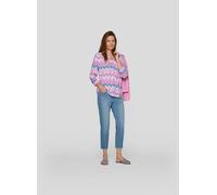 Klassische Bluse RABE "Rabe Leichte Bluse mit Zickzack-Muster", Damen, Gr. 50, rosa, 100%Viskose, feminin, gerade, 3/4-Ärmel, Blusen (87518220-50) rosa