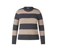 Rabe Strickpullover Cozy & Cool Damen grau geringelt 50%Wolle Langarm Gr. 46