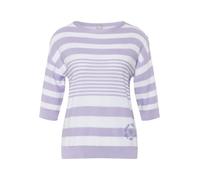 Rundhalspullover RABE, Damen, Gr. 46, flieder, Strick, Obermaterial: 50% Baumwolle, 50% Polyacryl, gestreift, regular fit normal, Rundhals, Rippbündchen, Pullover Rundhalspullover, mit Streifen Muster