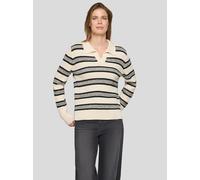 Strickpullover RABE "Pullover", Damen, Gr. 46, beige, Obermaterial: 55% Baumwolle, 40% Polyacryl, 5% Polyester, geringelt, gerade, Pullover Strickpullover (31661021-46) beige