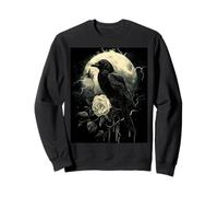 Rabe Rose Mond Herren Düster Gothic Damen Schwarze Krähe Sweatshirt