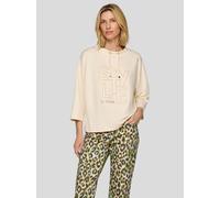 Sweatjacke RABE "Sweatshirt", Damen, Gr. 42, beige, 48%Polyester 47%Viskose 5%Elastan, unifarben, feminin, gerade, 3/4-Ärmel, Sweatjacken (76494154-42) beige