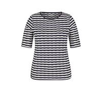 Rabe Rundhalsshirt Damen – gestreift, tailliert, Halbarm, 58% Viskose, Blau (Marine) Gr. 42