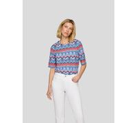 Rundhalsshirt RABE, Damen, Gr. 50, blau (marine), Web, Obermaterial: 92% Viskose, 8% Elasthan, gemustert, casual, hüftbedeckend, Rundhals, Halbarm, Shirts, mit grafischem Muster (41871857-50) marine